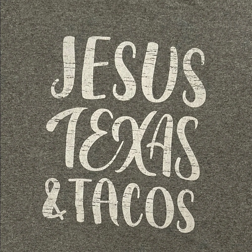 Gray Graphic T-Shirt - Jesus Texas & Tacos - Picture 2 of 2
